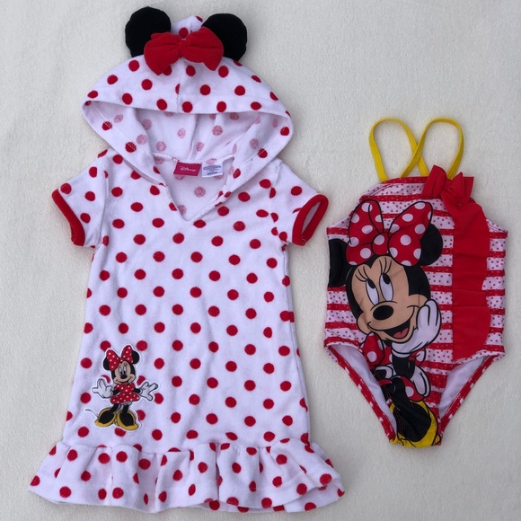 Disney Other - 🎉HP🎉 Minnie Mouse Bundle Swimsuit & Cover  18M